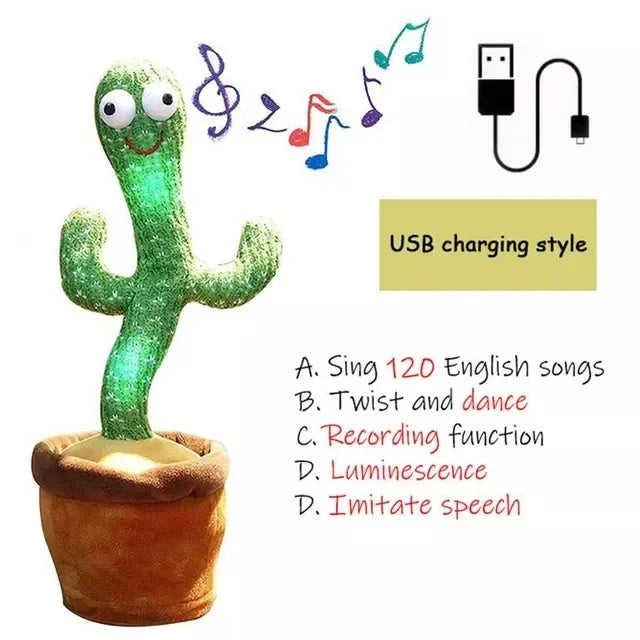 Talking Cactus Toy - That Can Be Charged, Recorded, and Repeated
